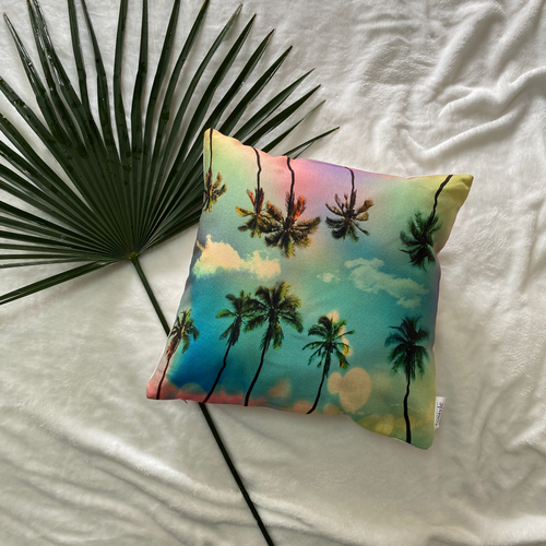 The print on this 'By the Ocean Collection' of pillowcase is a beautiful 3D image of multiple palm trees swaying against an evening sun-setting sky.  Bask in the comfort of these beautiful and comfortable pillowcases and see them add beauty and serenity to your space