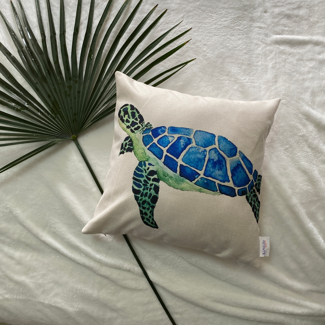 'Miracles of Creation' is one of our most beautiful collection for our exotic sea creature lovers. This linen pillowcase has a 3D water colour illustrated image of a Sea Turtle on an off-white background. Get all 6 different illustrations of exotic sea creatures from this collection.