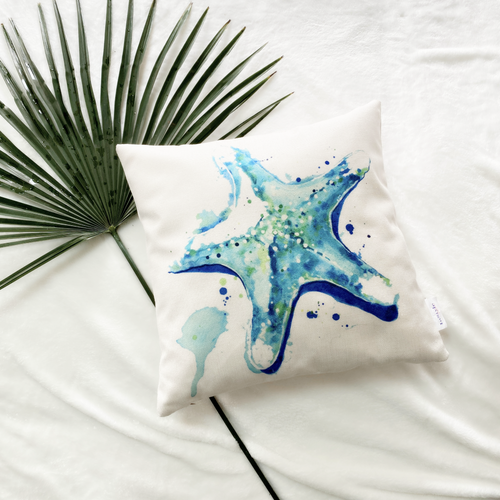 'Miracles of Creation' is one of our most beautiful collection for our exotic sea creature lovers. This linen pillowcase has a 3D water colour illustrated image of a Starfish on an off-white background. Get all 6 different illustrations of exotic sea creatures from this collection.